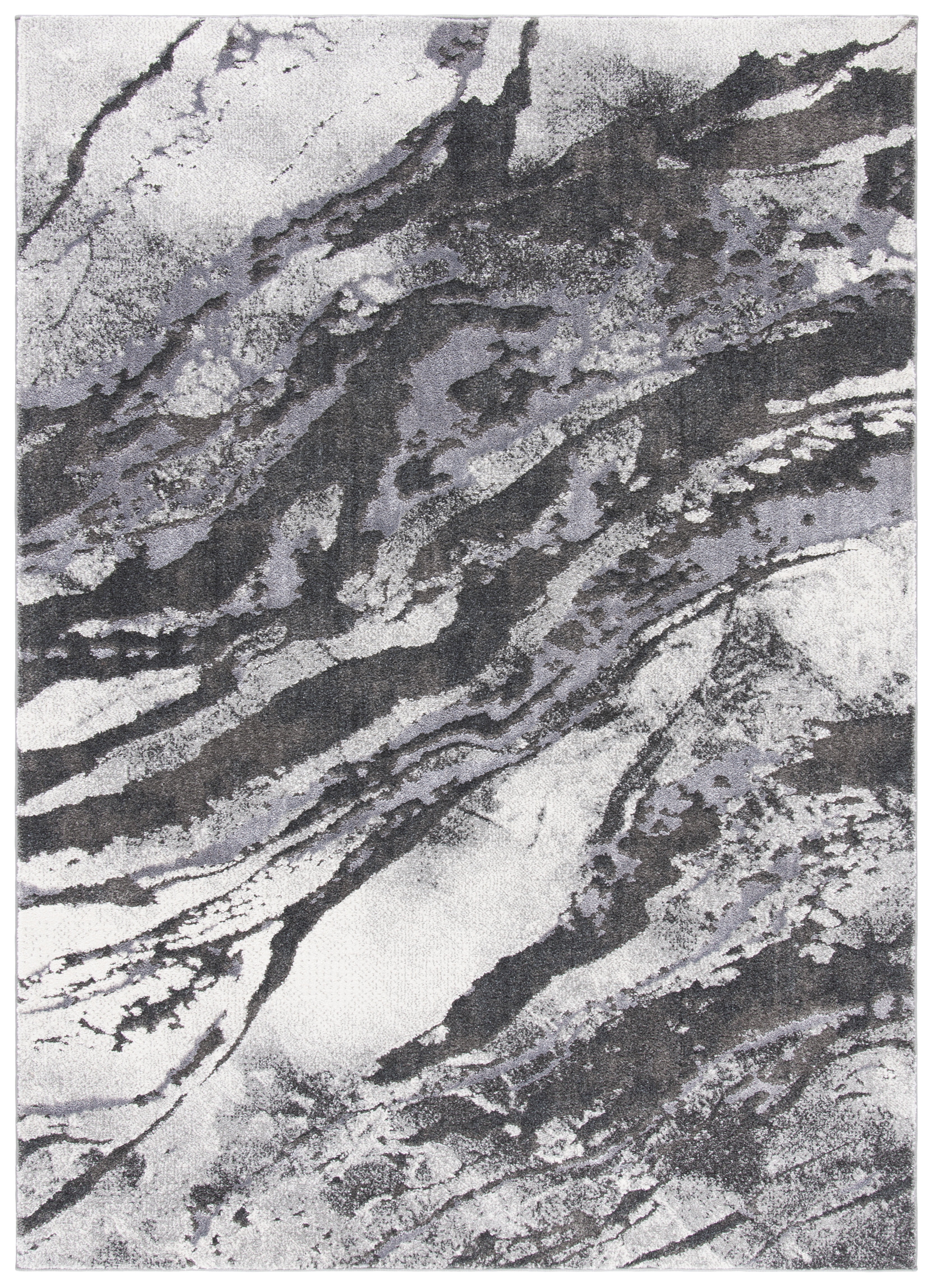 Eclipse Abstract Dark Grey/Light Grey Hand-Knotted Rug