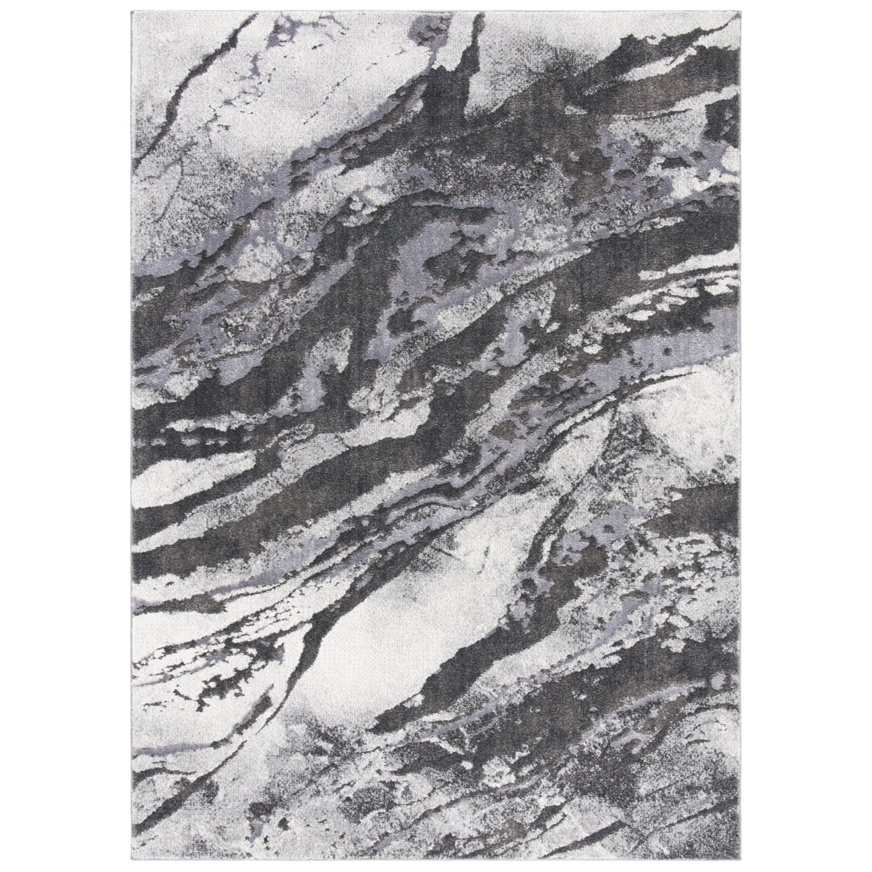 Pacific Gray Marble Design Synthetic Runner Rug