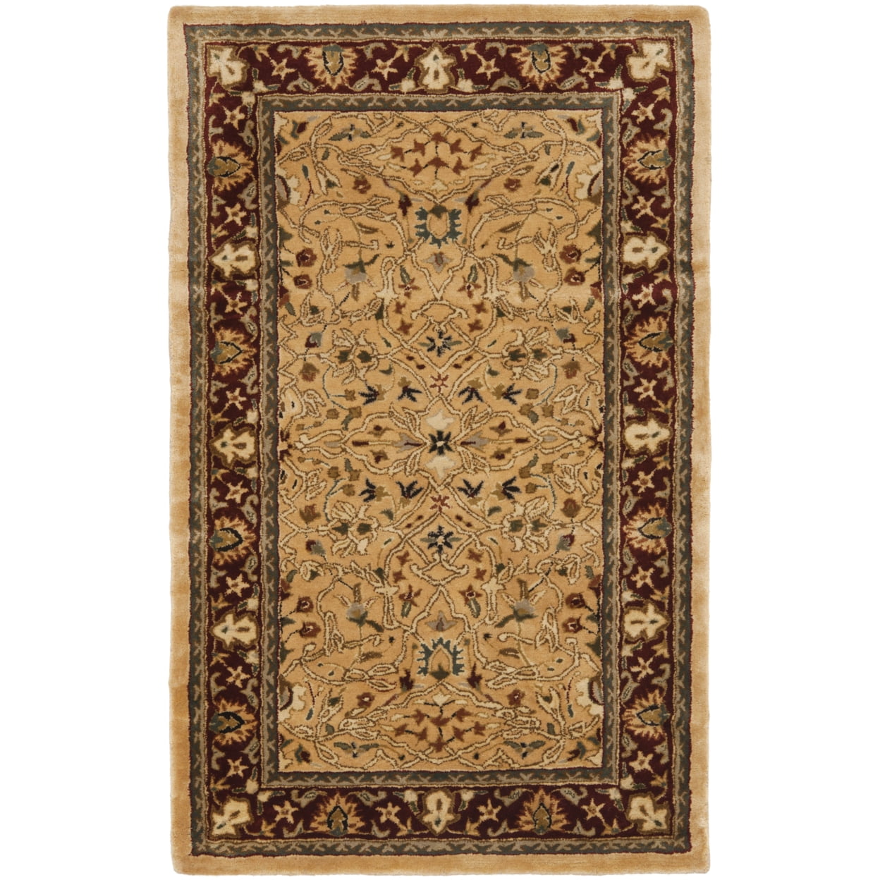 Handmade Ivory and Rust Wool Tufted Rectangular Rug