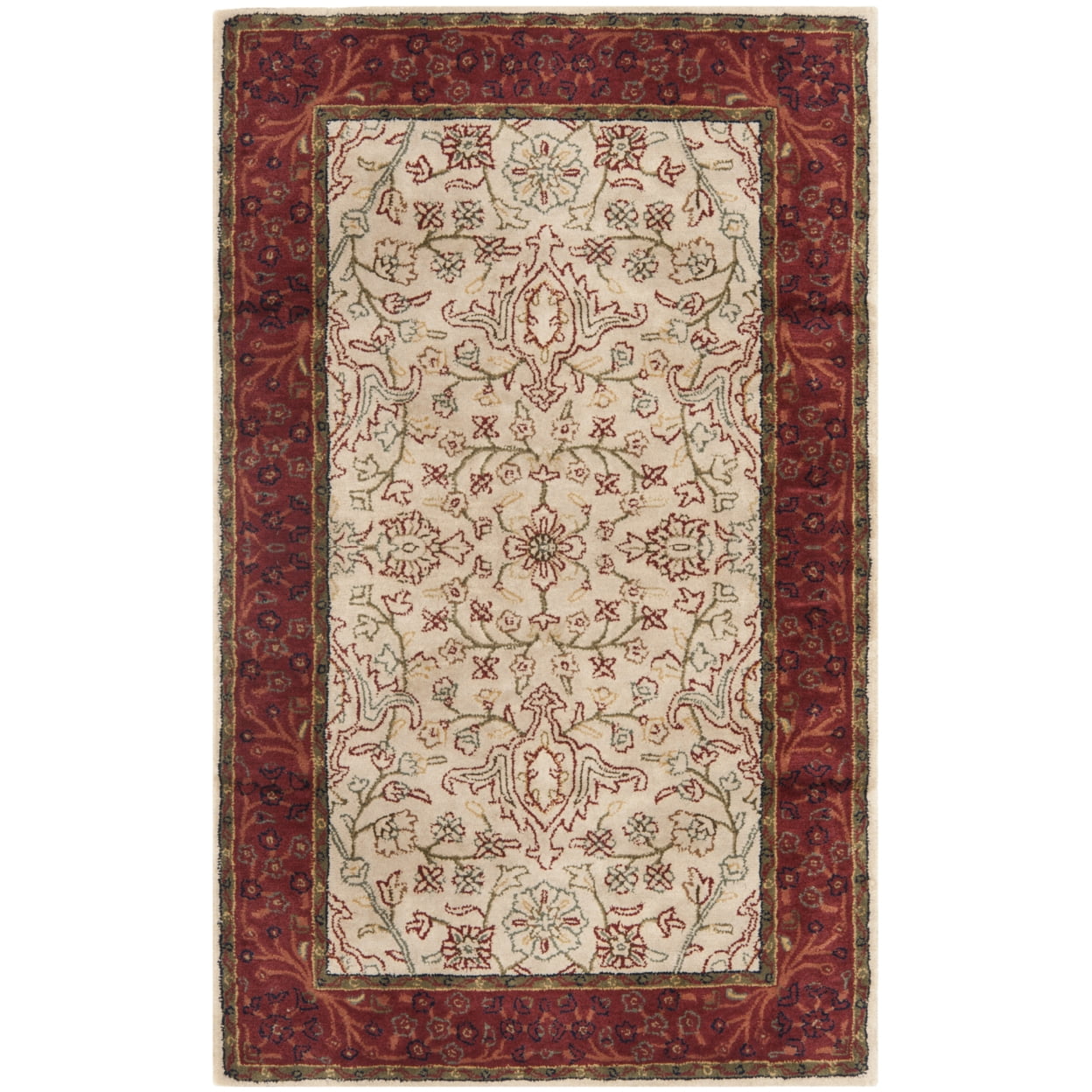 Ivory and Rust Hand-Tufted Wool 4' x 6' Rug