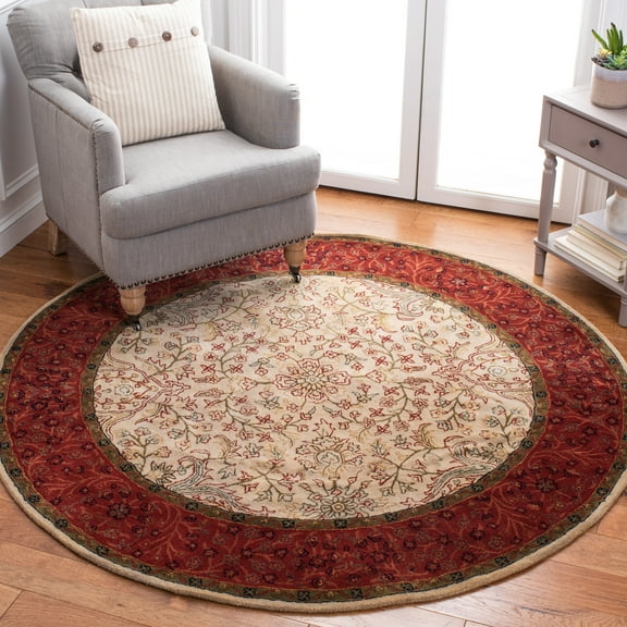 SAFAVIEH Persian Legend Joan Oriental Area Rug, Ivory/Rust, 6' x 6' Round