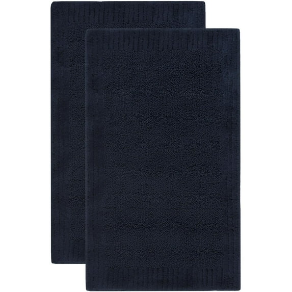 Safavieh PMB633 Plush Master Bath Rug - Set of 2-Finish:Navy/Navy,Shape:Rectangle,Size:2'10"L x 1'9" W