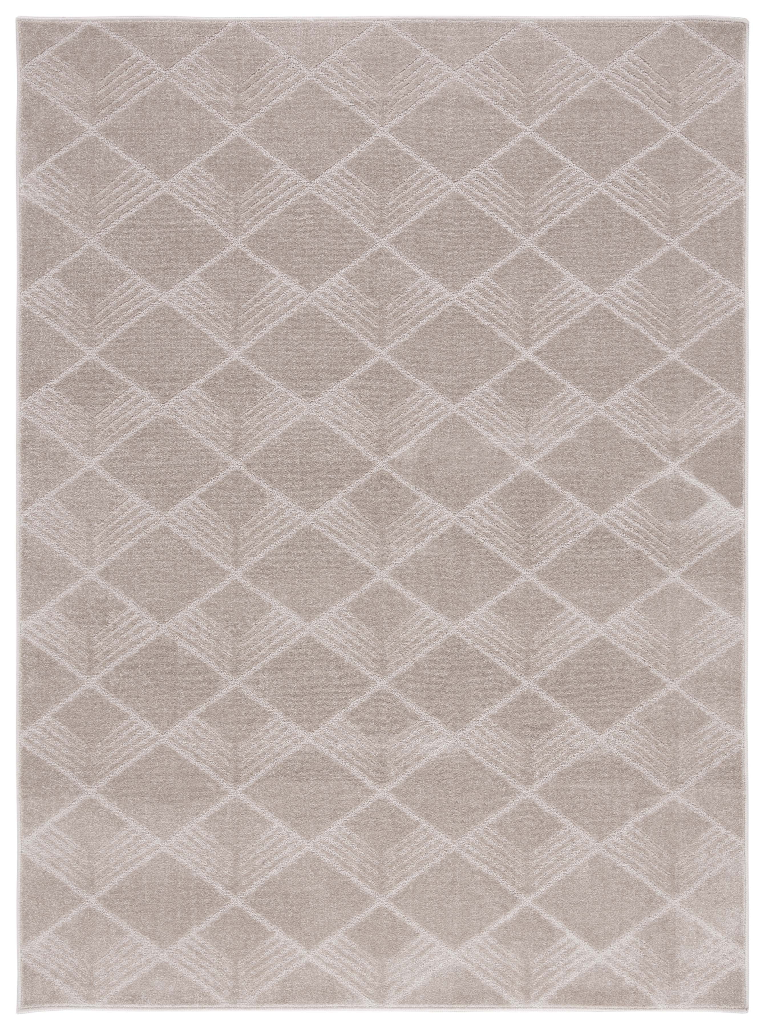 Beige Rectangular Hand-knotted Synthetic Area Rug