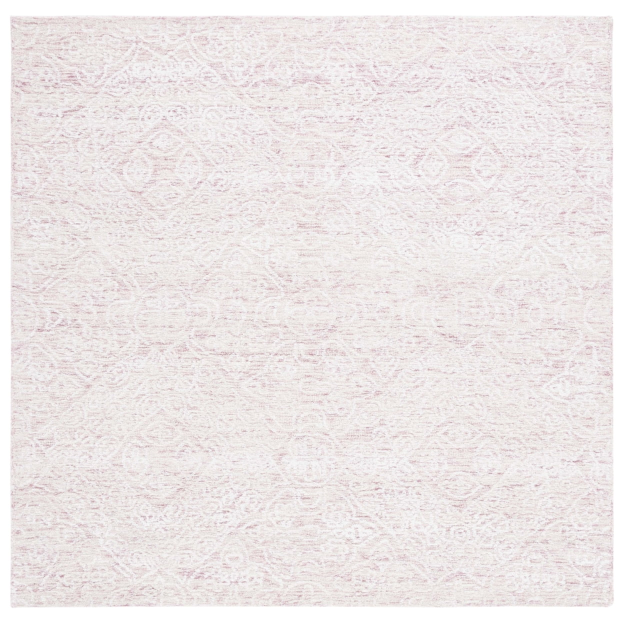 Ivory and Pink Handmade Wool Geometric Square Rug