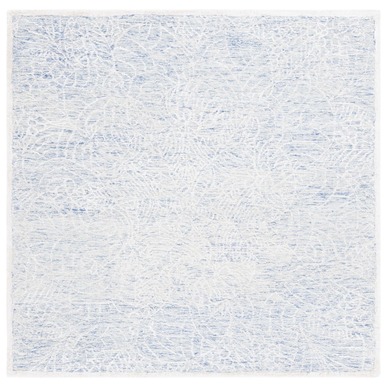 Handmade Blue and Ivory Geometric Wool Square Rug