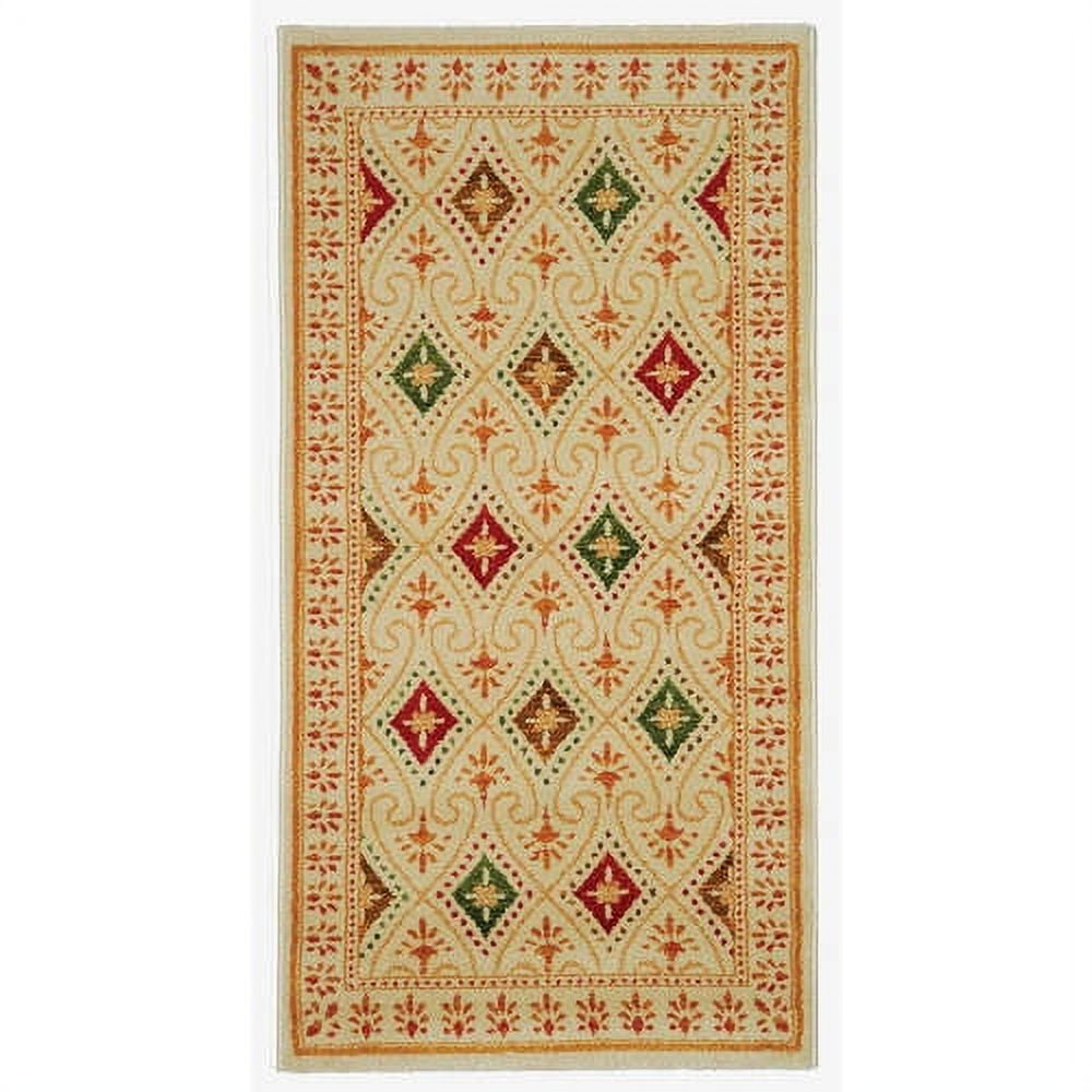 Cream Floral Rectangular Synthetic Area Rug 6'7" x 9'6"