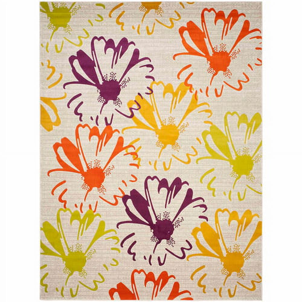 Multicolor Floral 6' x 9' Synthetic Area Rug