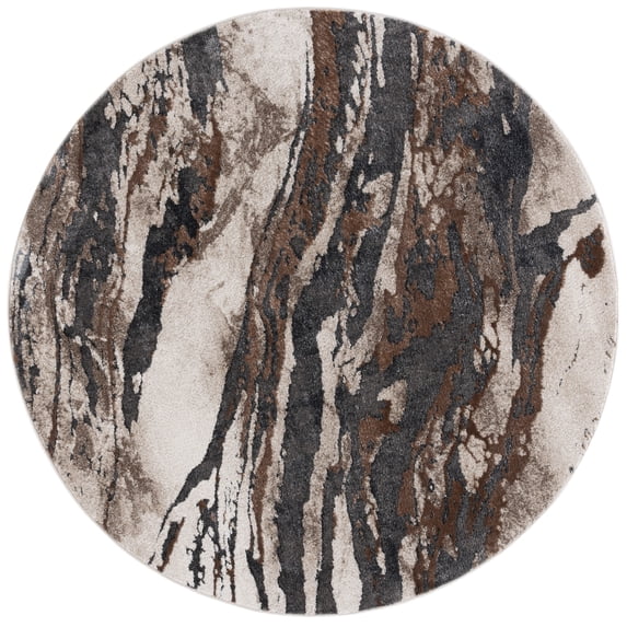 SAFAVIEH Pacific Nick Abstract Area Rug, Dark Grey/Beige, 5'3" x 5'3" Round