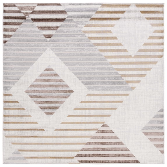 SAFAVIEH Palma Vincent Geometric Area Rug, Beige/Light Grey, 3' x 3' Square