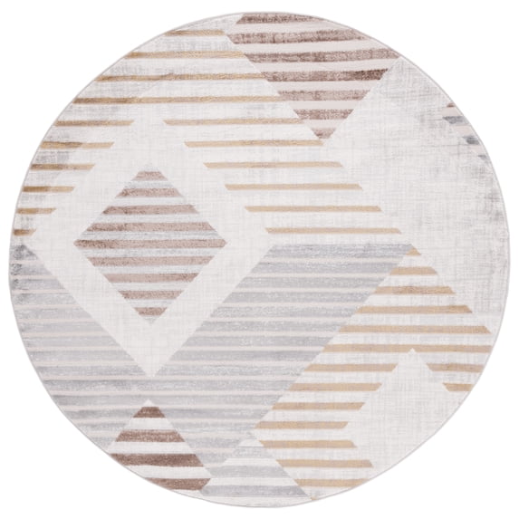 SAFAVIEH Palma Vincent Geometric Area Rug, Beige/Light Grey, 5'1" x 5'1" Round
