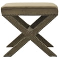 thumbnail image 1 of Safavieh Palmer Ottoman - Brass Nail Heads-Color:Spruce, 1 of 5