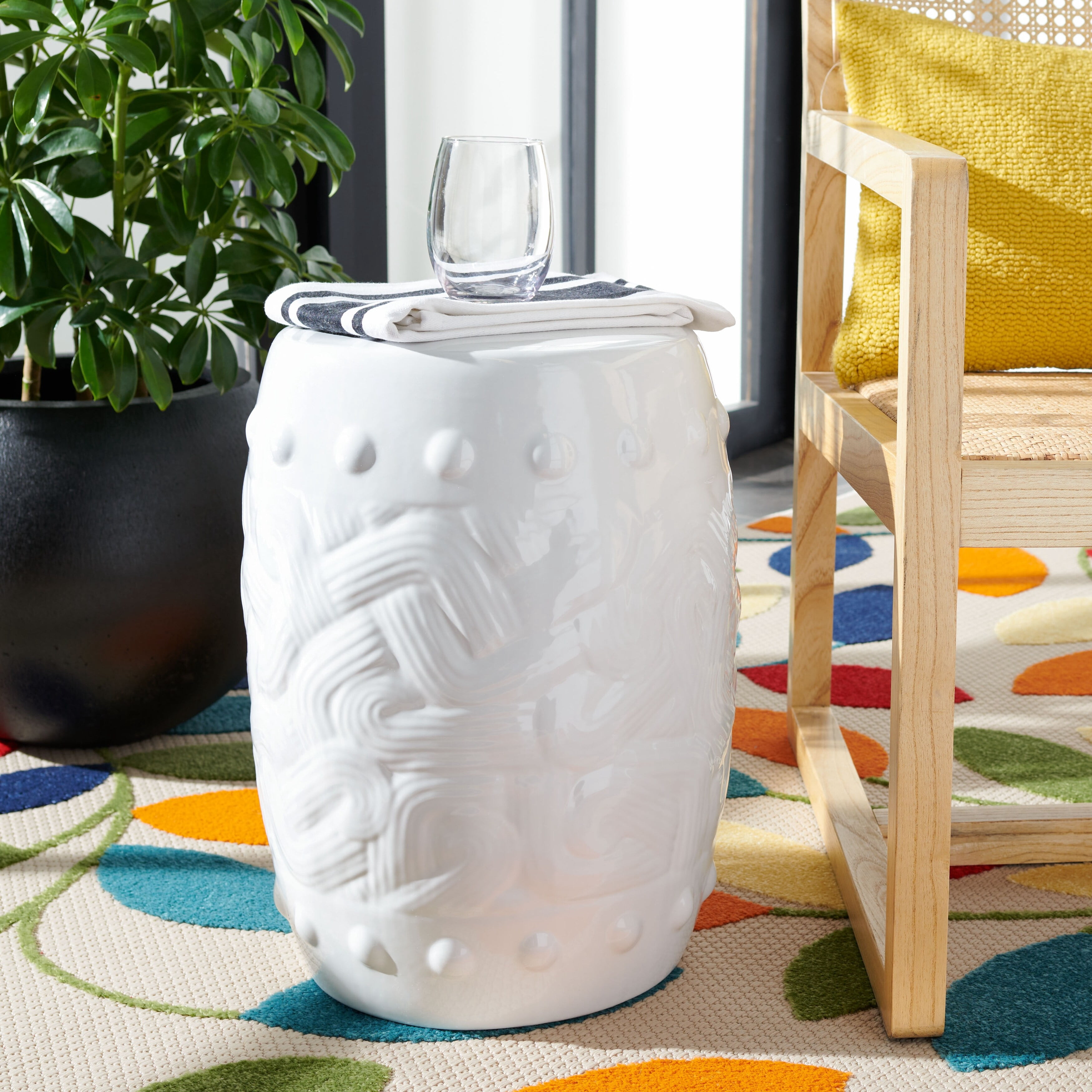 Safavieh Panthea Indoor/ Outdoor Ivory Ceramic Decorative Garden Stool ...