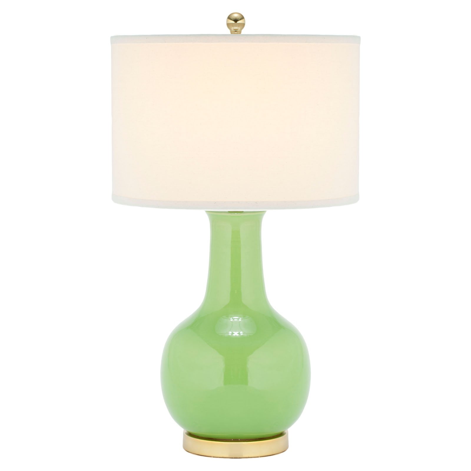 Kiwi Green Ceramic Gourd Table Lamp with White Shade