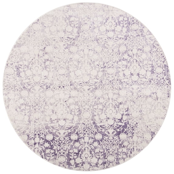 SAFAVIEH Passion Madrid Damask Area Rug, Lavender/Ivory, 4' x 4' Square