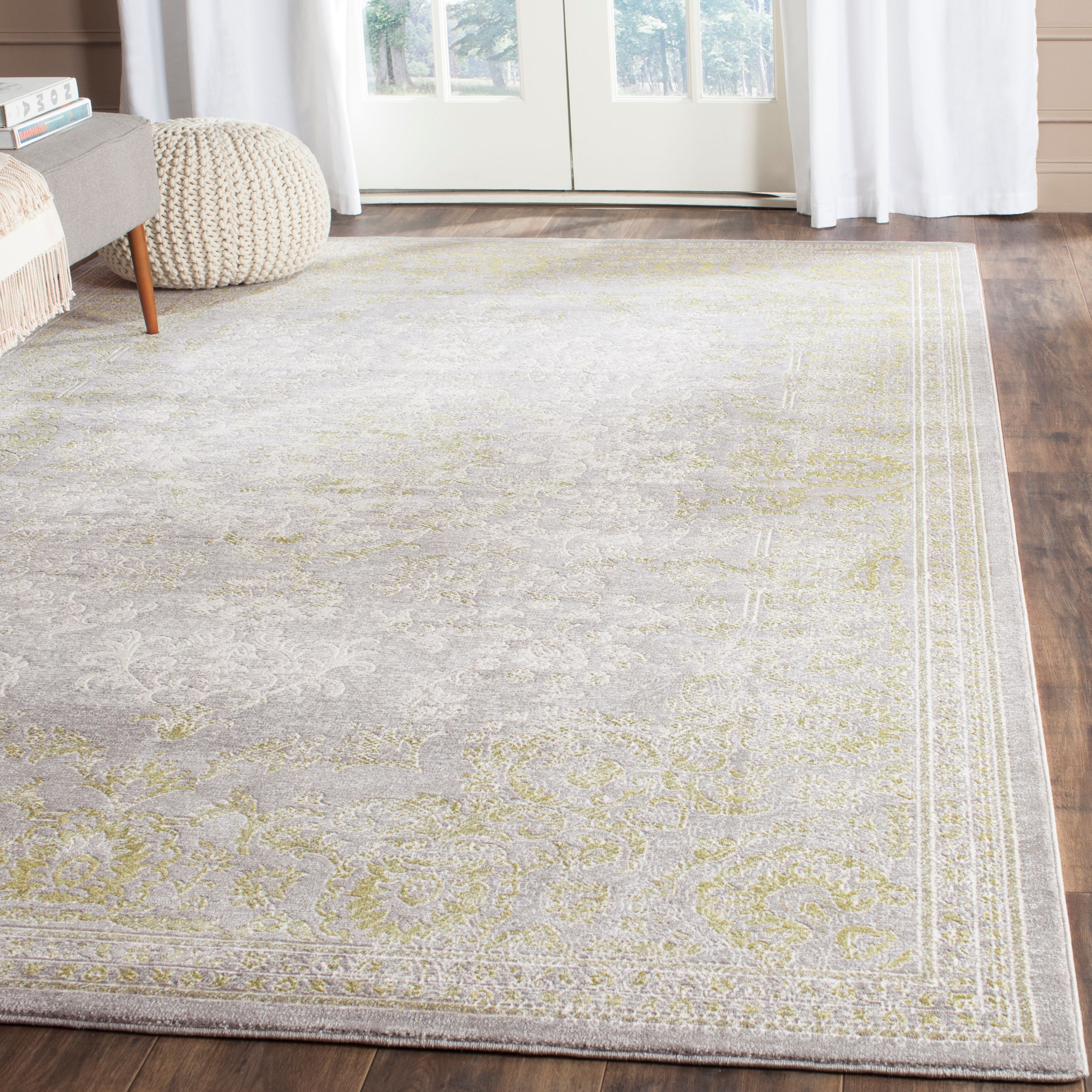 Reversible Gray Synthetic 9' x 12' Easy Care Area Rug