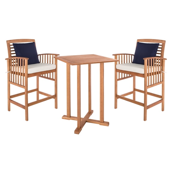 Safavieh Pate 3-Piece Eucalyptus Wood Bistro Set in Natural and Beige