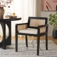 thumbnail image 1 of Safavieh Patrina Scandinavian Wood and Rattan Dining Arm Chairs, Black / Natural / White, 1 of 8