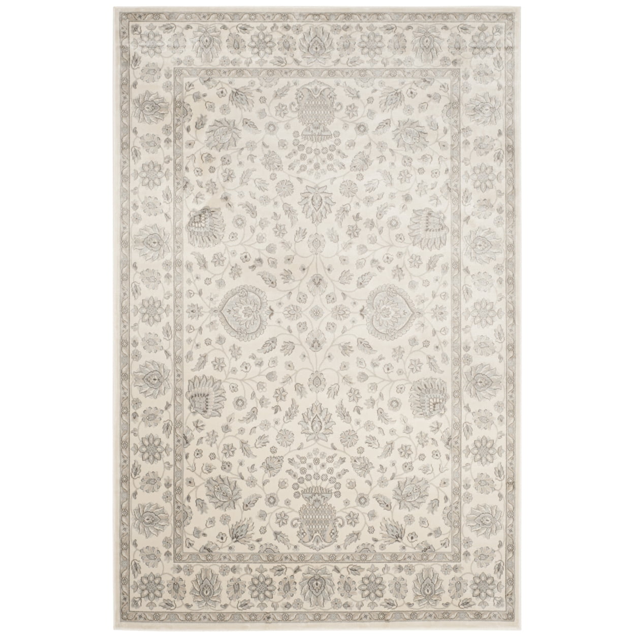 Hand-Knotted Silver Viscose Rectangular Area Rug 4'x5'3"