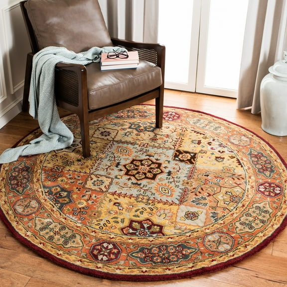 SAFAVIEH Persian Legend Dorinda Bordered Area Rug, Red/Rust, 3'6" x 3'6" Round