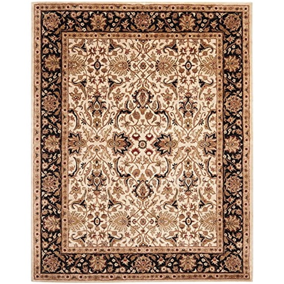 Traditional Rug - Persian Legend New Zealand Wool -Ivory/Black-Color:Ivory/Black,Design:Traditional,Shape:Large Rectangle,Size:11'L x 8' 3''W