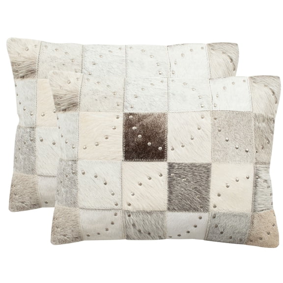 Safavieh Phoebe Geometric Cowhide Pillow, Set of 2