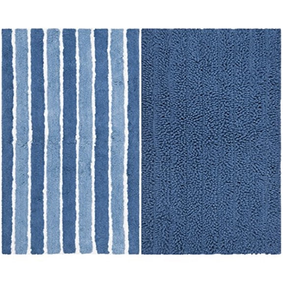 Safavieh Plush Master Bath 2'3" X 3'9" Hand Tufted Cotton Rug in Blue