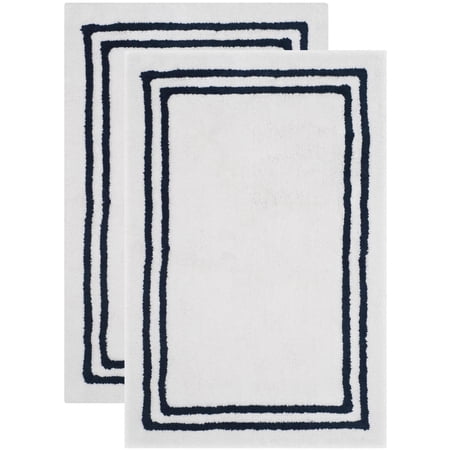 Safavieh Plush Master Candy Stripes Plush Navy Bath Rug (Set Of 2)