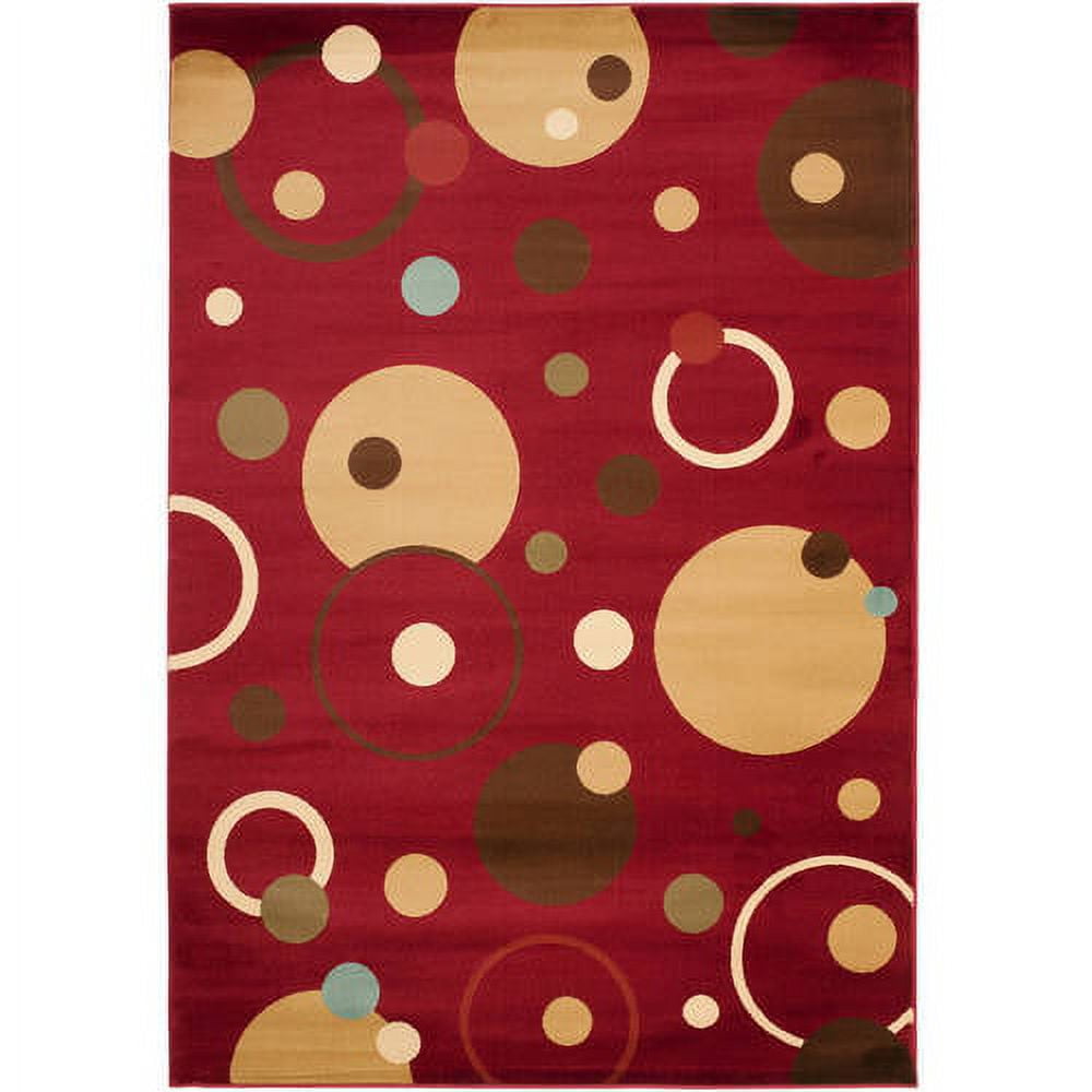 Red and Beige Rectangular Reversible Floral Rug
