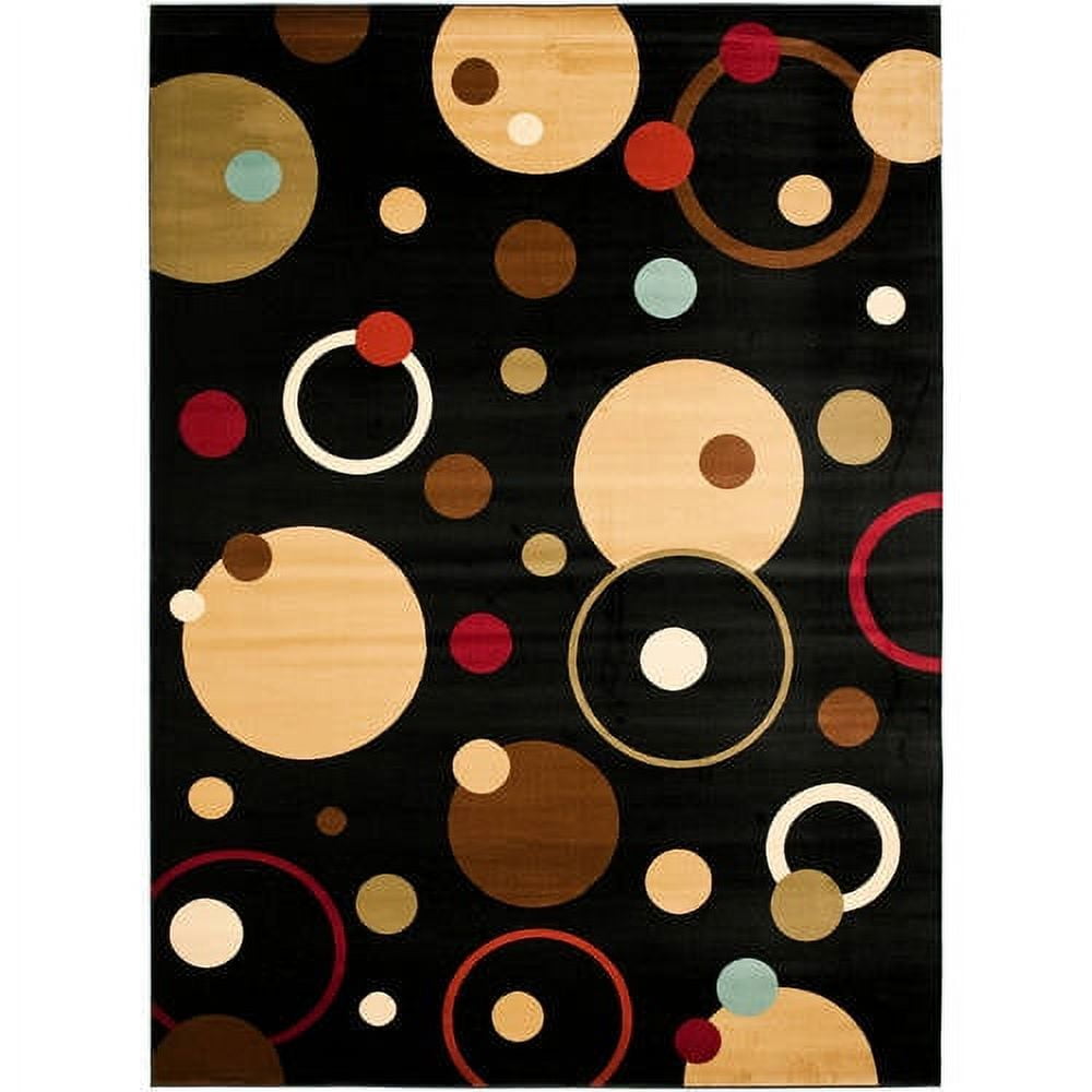 Black and Multicolor Floral Synthetic Reversible Area Rug 5' x 7'