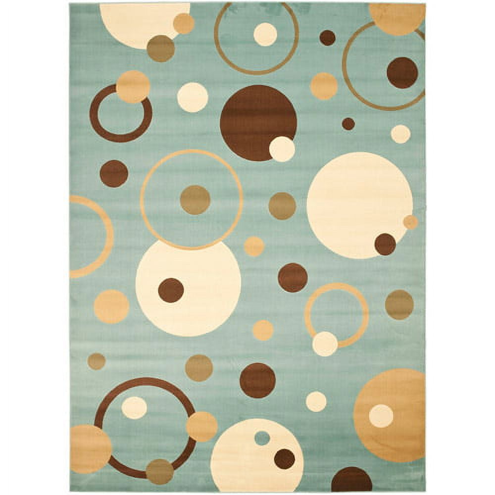 Blue and Multicolor Floral Synthetic Easy Care Rug, 6'7" x 9'6"