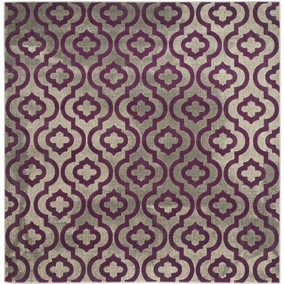 Safavieh PRL7734B Contemporary Porcello Polypropylene Pile Area Rug-Color:Light Grey/Purple,Shape:Round,Size:6'-7" X 6'-7"