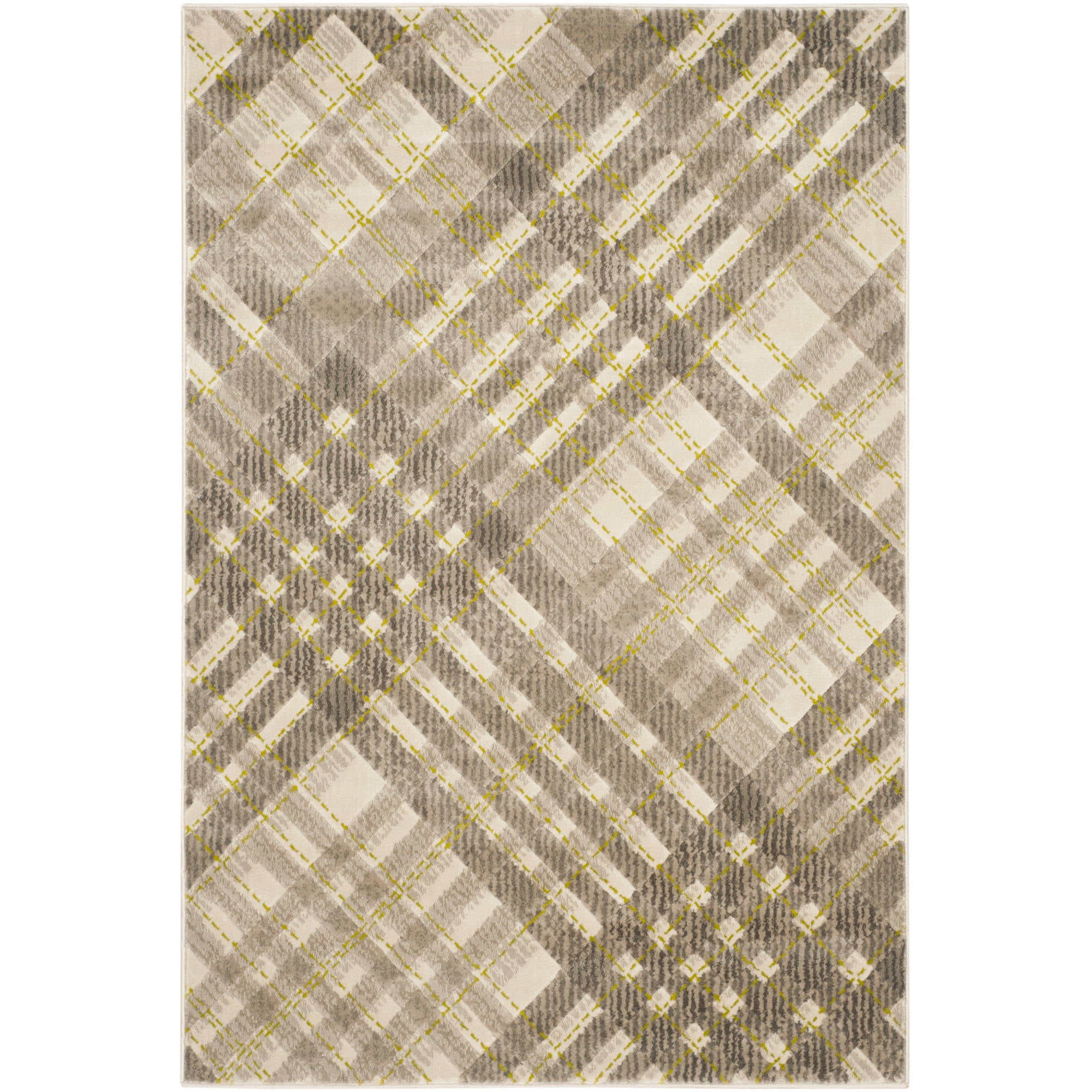 Gray Floral Synthetic Easy Care Rectangular Area Rug