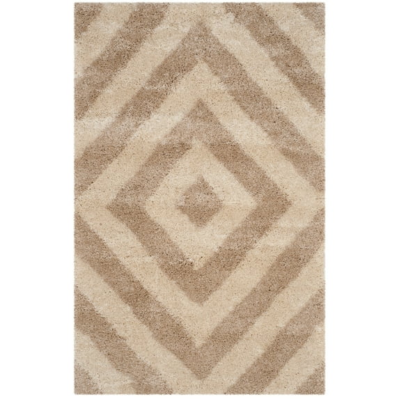 Safavieh Portofino Shag Emelina Modern 2-inch Thick Rug Ivory/Beige 4' x 6' 4' x 6',8' Runner Indoor Living Room,Bedroom,Dining Room Beige Rectangle
