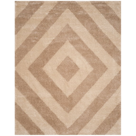 Safavieh Portofino Shag Emelina Modern 2-inch Thick Rug Ivory/Beige 5'1" x 7'6" 5' x 8',8' Runner Indoor Living Room,Bedroom,Dining Room Beige