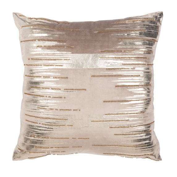 Safavieh Prasla Pillow Pillow, Taupe / Gold, 1'-6" X 1'-6" , Square