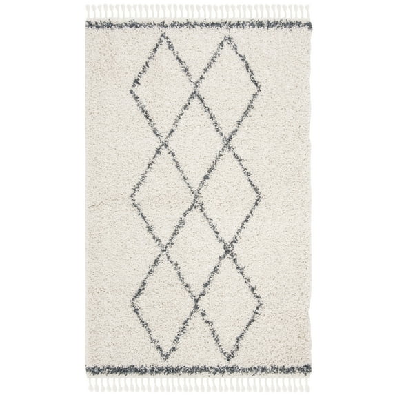 SAFAVIEH Pro Lux Akilah Geometric Shag Area Rug, Cream/Blue, 4' x 6'