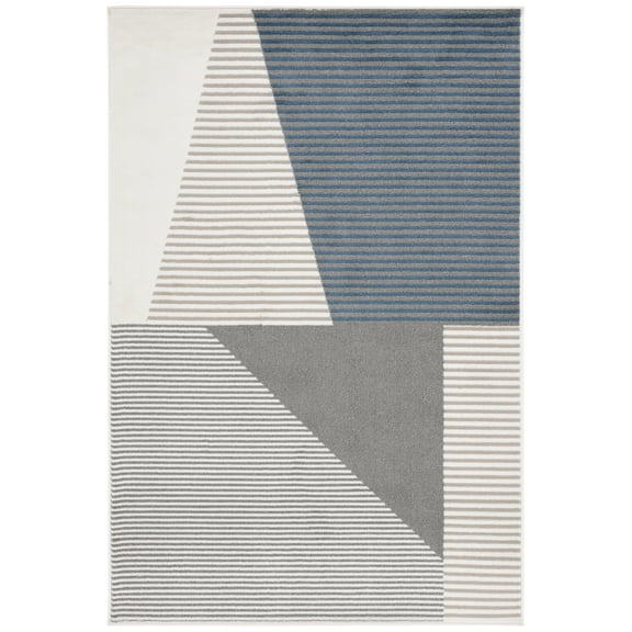 SAFAVIEH Pyramid Andrew Geometric Area Rug, Ivory/Grey Navy, 4'5" x 6'5"