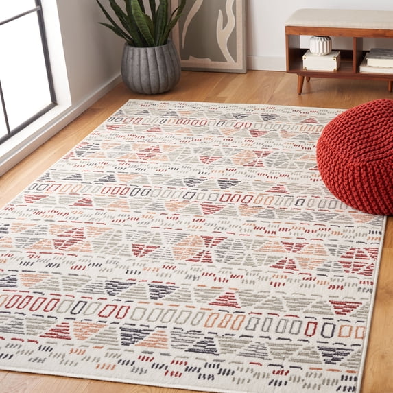 Safavieh Pyramid Kiersten Geometric Area Rug, Ivory Gray/Rust, 9' x 12'