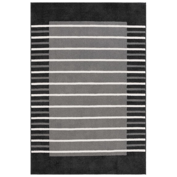SAFAVIEH Pyramid Josephina Striped Area Rug, Gray/Ivory Black, 4'5" x 6'5"