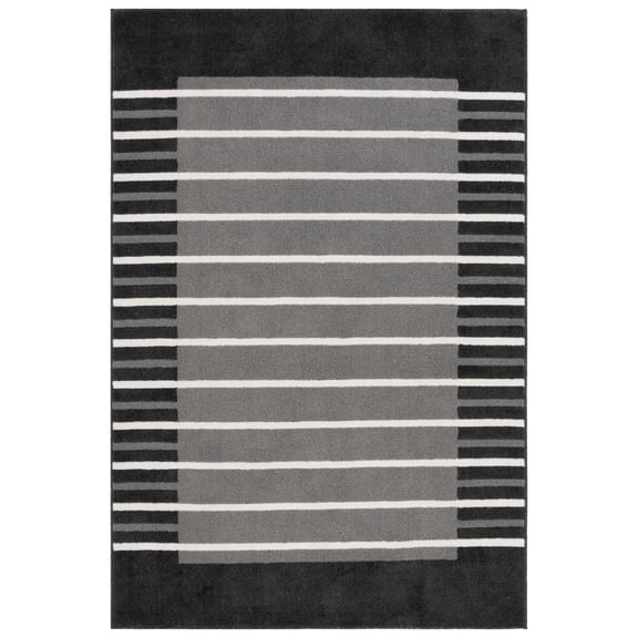 SAFAVIEH Pyramid Josephina Striped Area Rug, Gray/Ivory Black, 5'3" x 7'8"