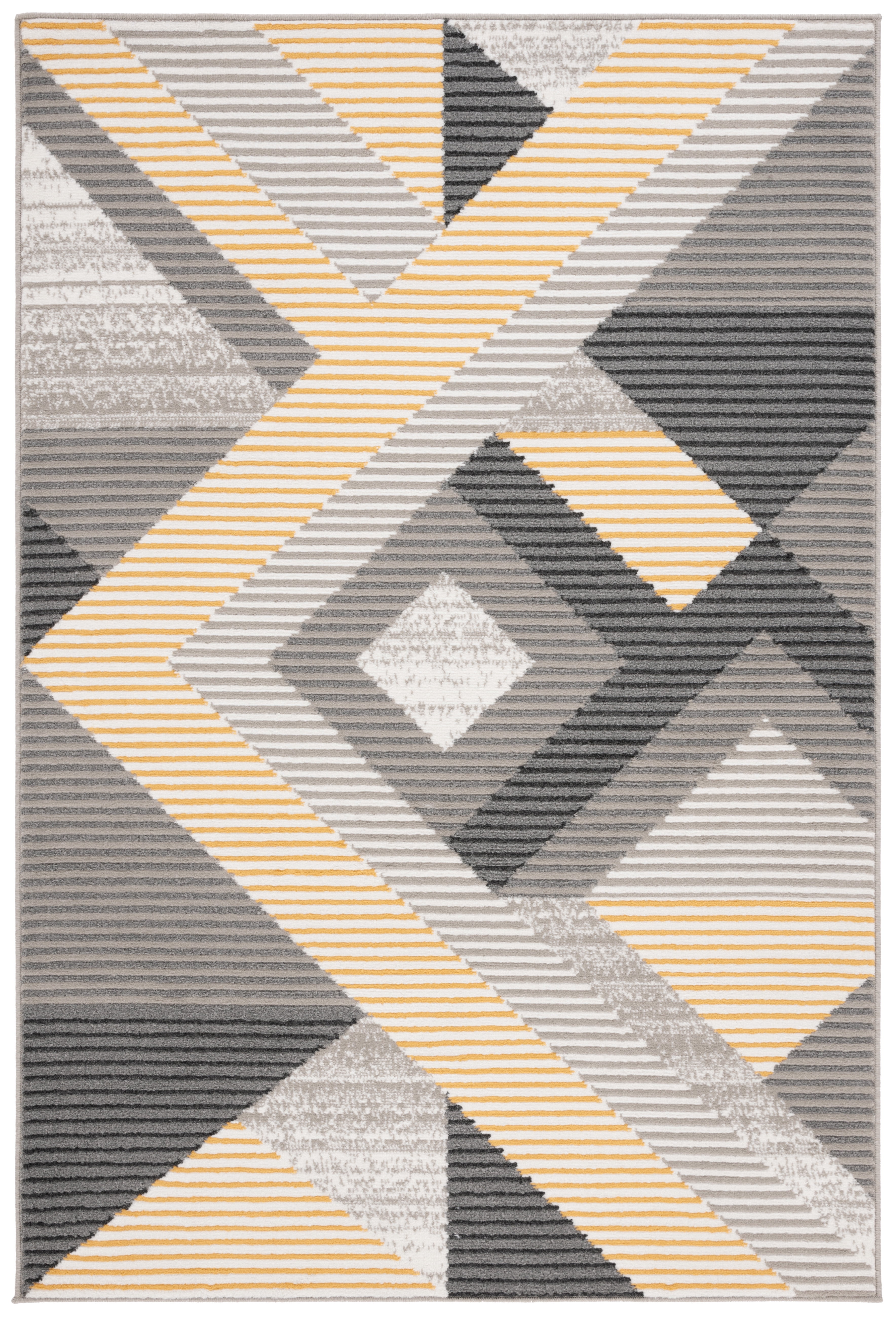 SAFAVIEH Pyramid Dimitar Geometric Area Rug, Gray/Ivory Gold, 8' x 10'