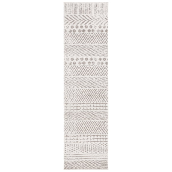 SAFAVIEH Pyramid Donelle Geometric Runner Rug, Ivory/Grey, 2'2" x 8'