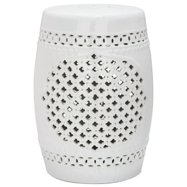 Safavieh Quatrefoil Ceramic Indoor/Outdoor Garden Patio Stool, White
