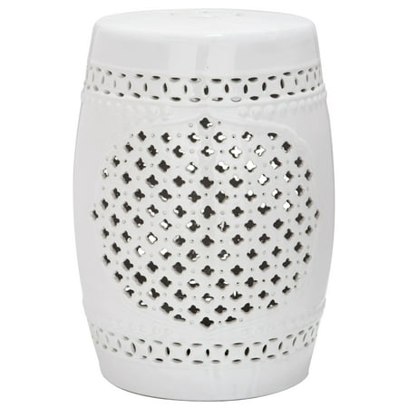 Safavieh Quatrefoil Ceramic Indoor/Outdoor Garden Patio Stool, White