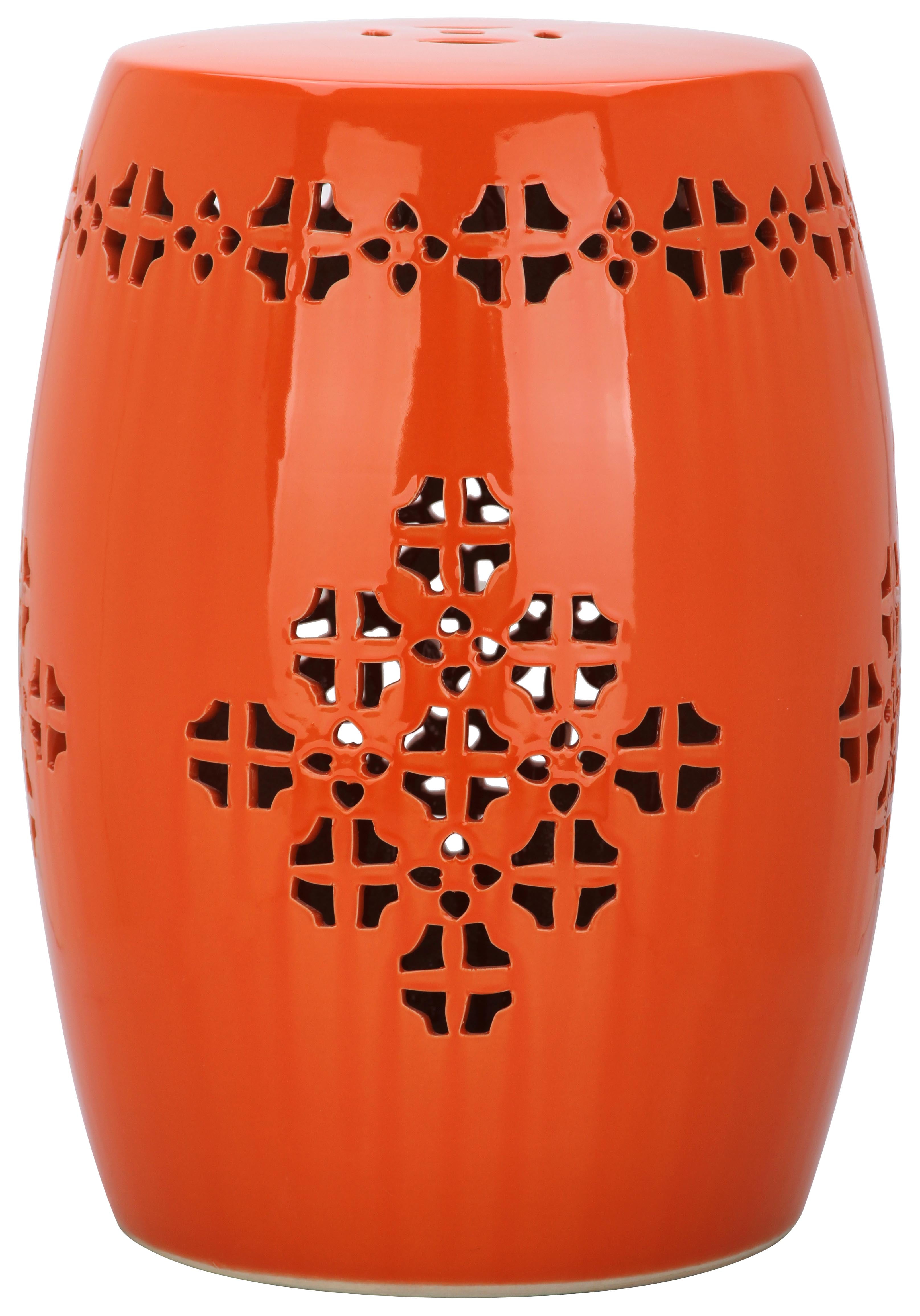 Safavieh Quatrefoil Drum Indoor/Outdoor Garden Patio Stool, Orange ...