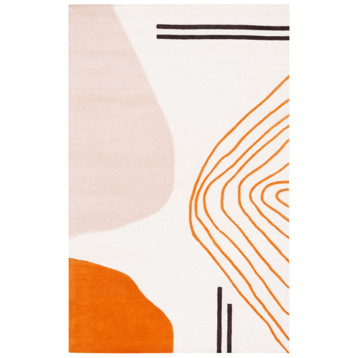 Ivory & Rust Hand-Tufted Wool Abstract 3'x5' Area Rug