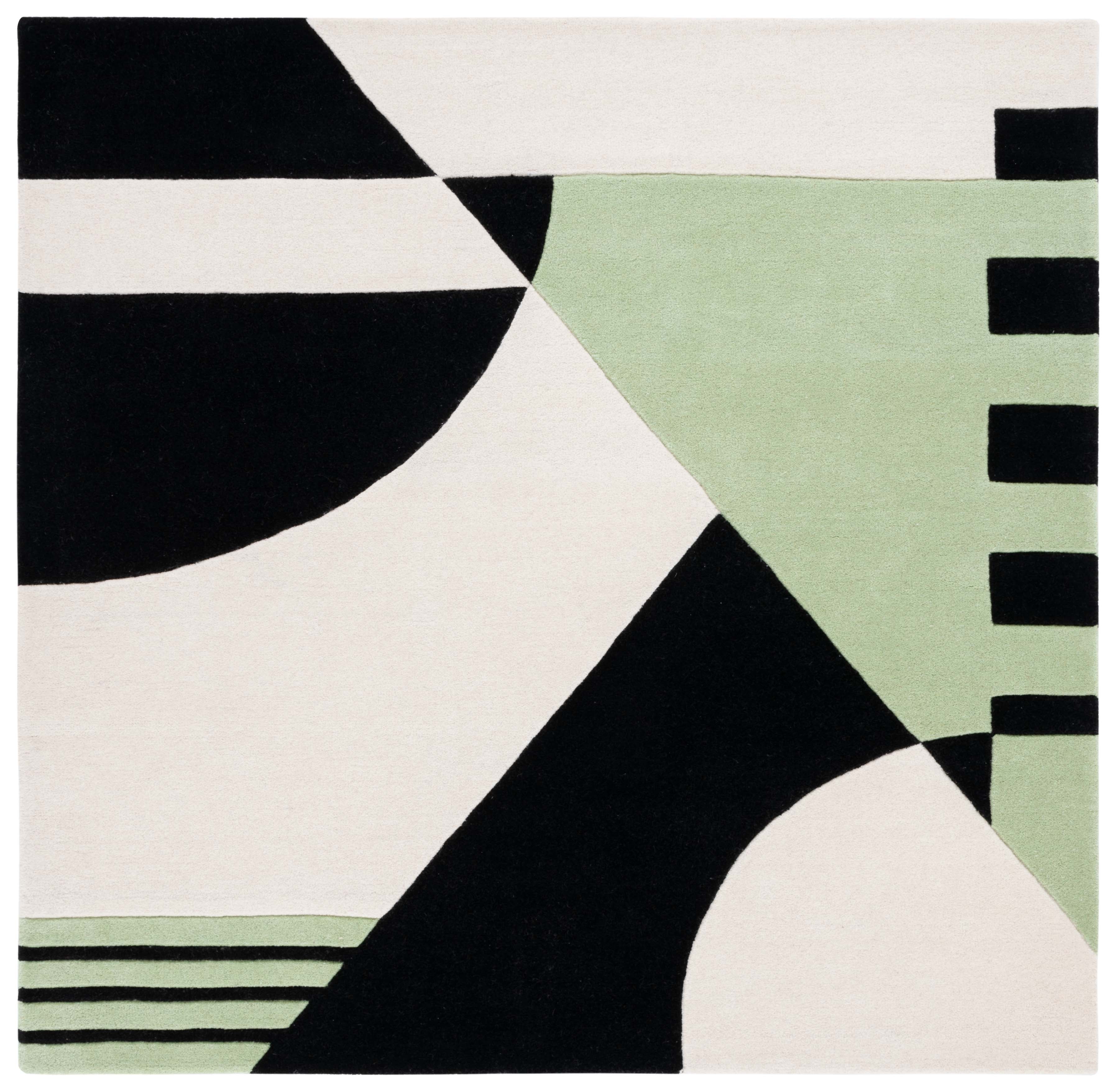 Rodeo Drive Black and Green Hand-Tufted Wool Area Rug