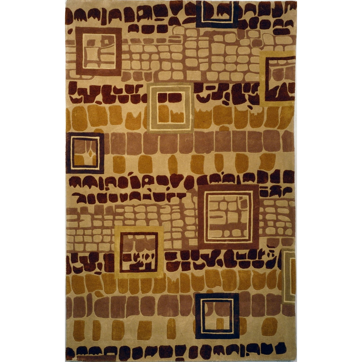 Ivory and Brown Hand-Tufted Wool 6' x 9' Rug