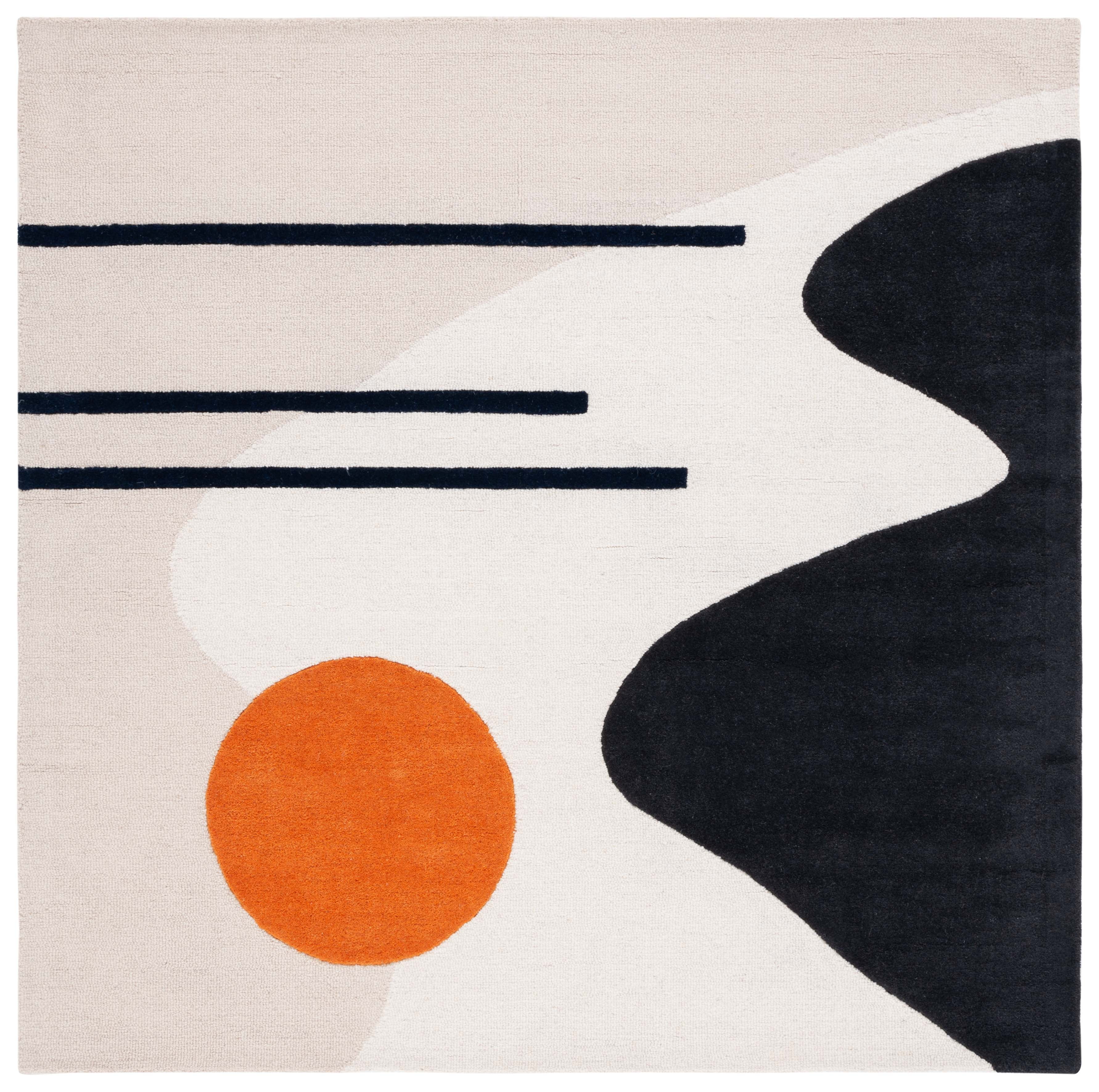 Safavieh Rodeo Drive 6' x 6' Square Black and Beige Wool Rug