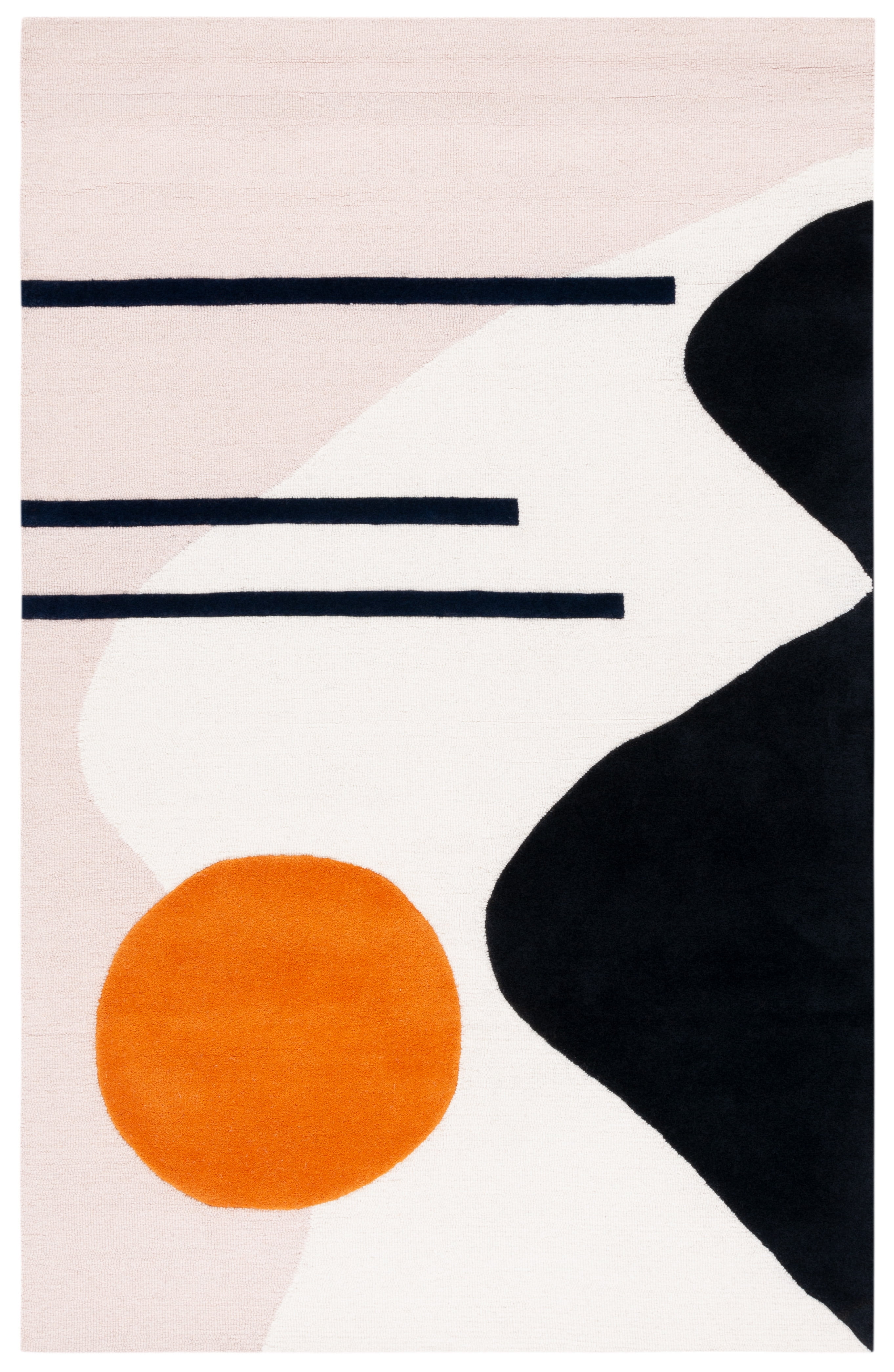 Blush and Black Hand-Tufted Wool Area Rug, 2' x 3'